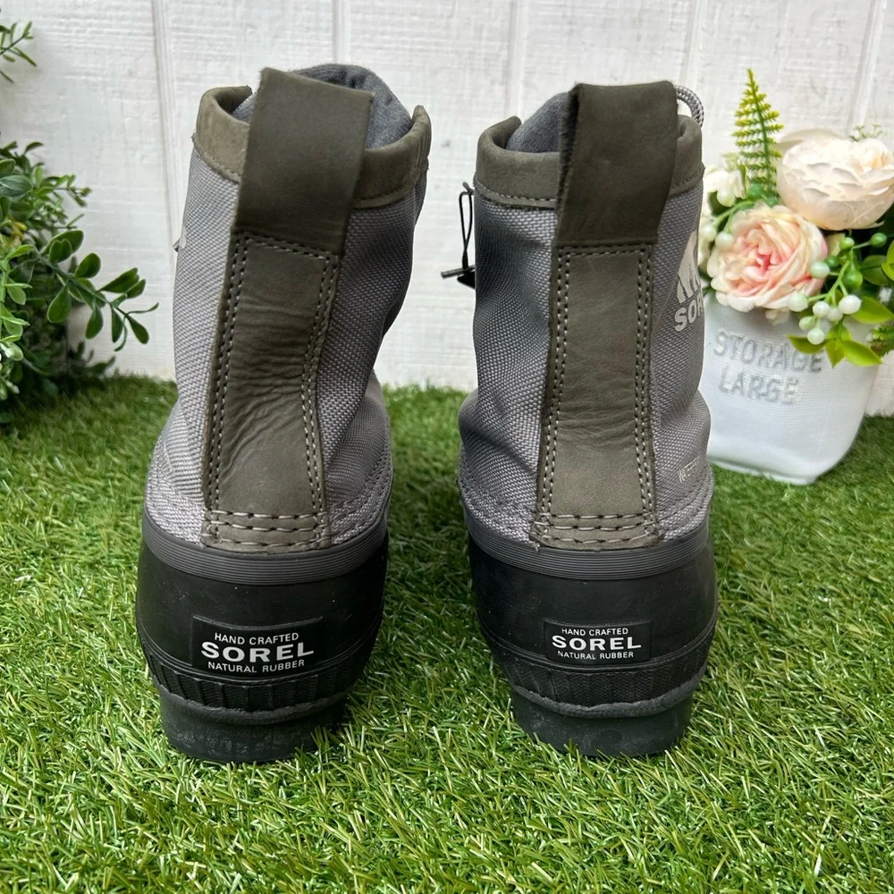 Sorel Cheyanne II Short Waterproof Boot -Quarry Black and Gray Canvas Boots Sz 9